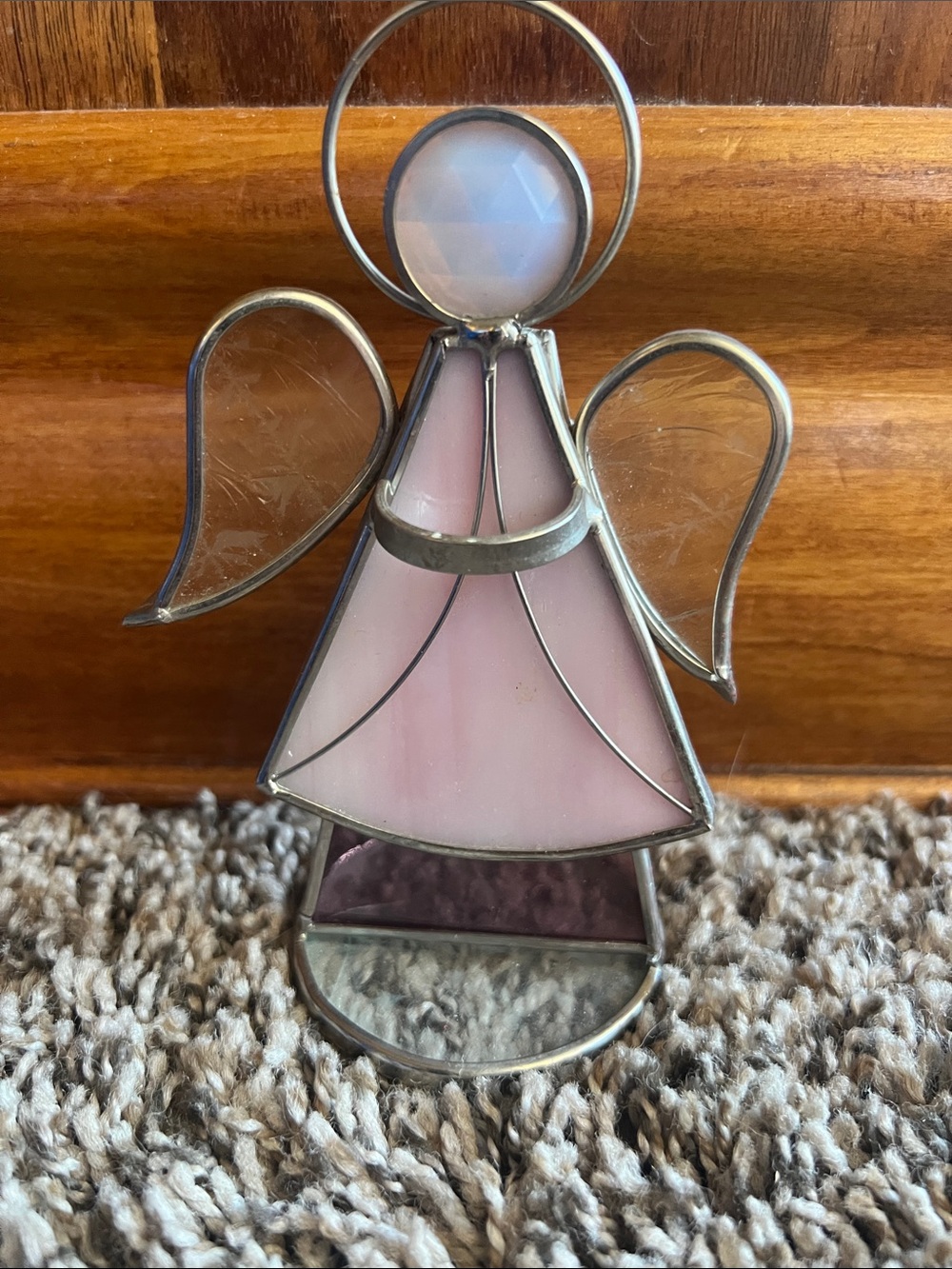 Pink Stained Glass Angel Figurine - Decorative Home Accent